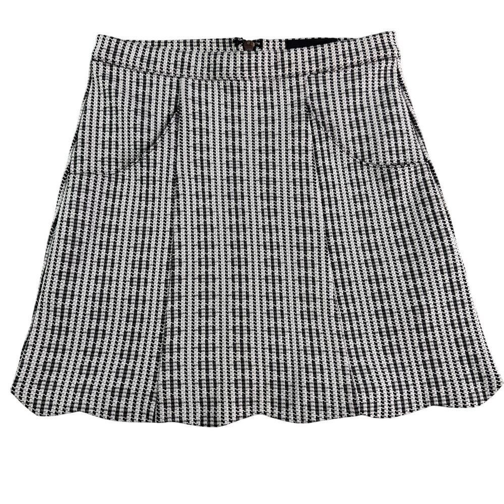 MinkPink Mini Skirt Womens Small Black White Houndstooth A Line Zip Back